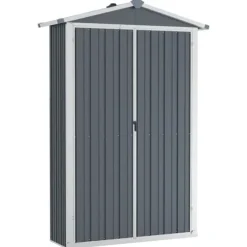 Skure & Redskabsskure - Living haveskur 116x45x175 cm galvaniseret stål grå