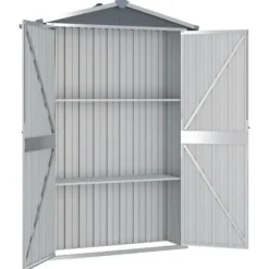 Skure & Redskabsskure - Living haveskur 116x45x175 cm galvaniseret stål grå
