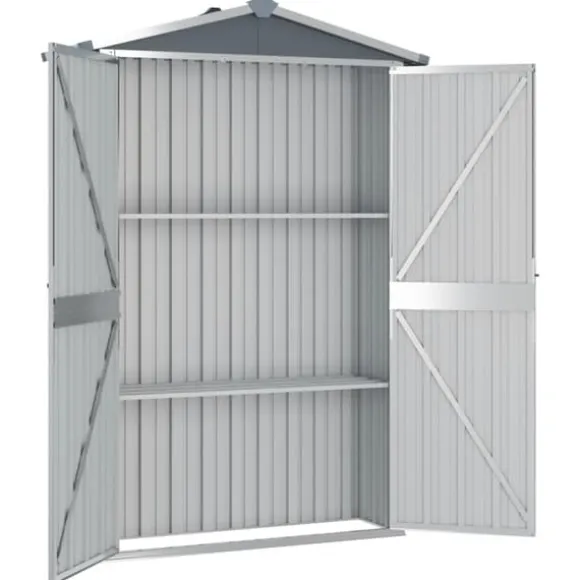 Skure & Redskabsskure - Living haveskur 116x45x175 cm galvaniseret stål grå