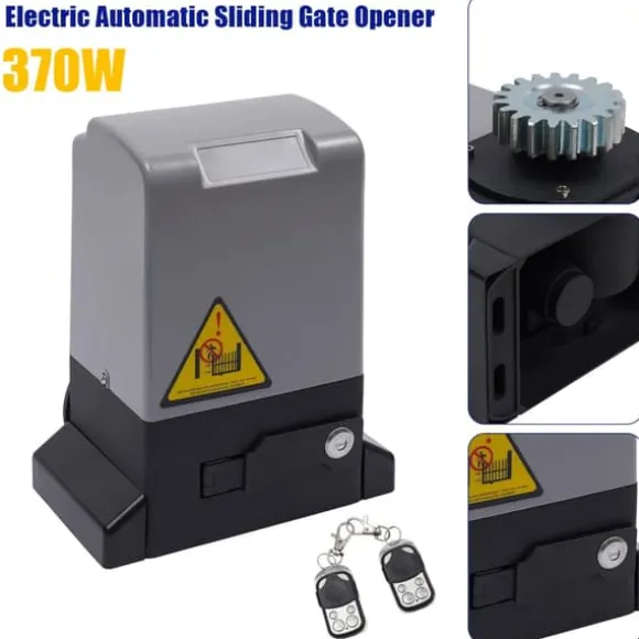 Skydeportsåbner - Portmotor - 370 W - IP44 - Maks 600 kg - 1400 omdr./min - 12 m/min - Fjernbetjening & nøgler - Grå