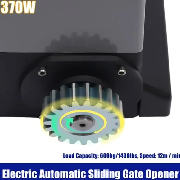 Skydeportsåbner - Portmotor - 370 W - IP44 - Maks 600 kg - 1400 omdr./min - 12 m/min - Fjernbetjening & nøgler - Grå
