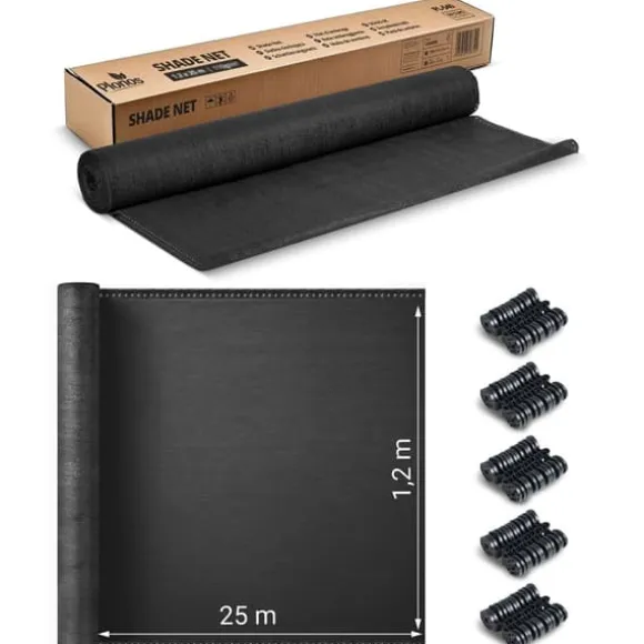 Skyggenet 1,2x25m 140g/m2 + 50 klemmer grå