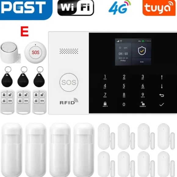 Smart Alarm System, Mobil Kontrol, Bevægelsesdetekteringssensorer,EU-stik, E