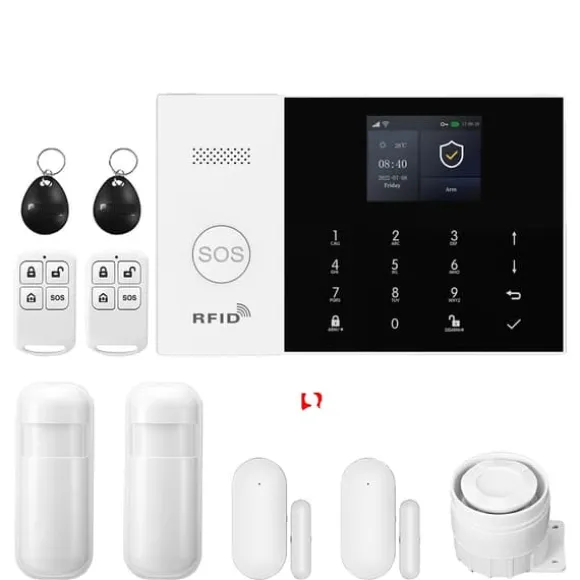 Smart Alarm System, Mobil Kontrol, Bevægelsesdetekteringssensorer,EU stik, B
