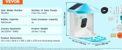 Smart Fugl Foderautomat, 2K HD Kamera, Solcelledrevet, 2L Kapacitet,Blå