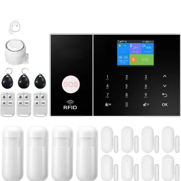 Smart Home Alarm System, WiFi & 4G Forbindelse, Bevægelsesdetektion,E, EU-stik