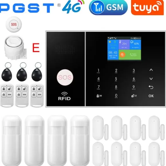 Smart Home Alarm System, WiFi & 4G Forbindelse, Bevægelsesdetektion,E, EU-stik