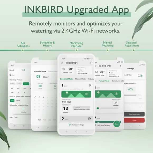 Smart Sprinkler Controller, 8-Zone Kontrol, Wi-Fi Forbindelse,EU STIK