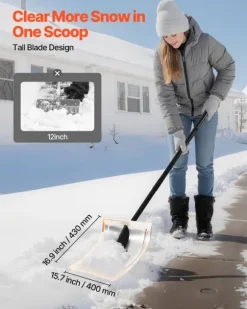 Sneskovl - Til Indkørsel - Bredde 40 cm - Aluminiumslegering - Skridsikkert Greb - Stor Kapacitet - Aftageligt Design - Letvægt