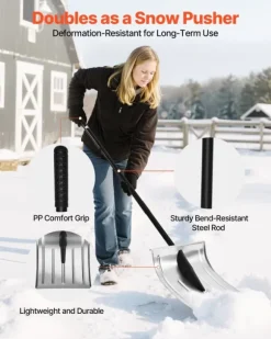 Sneskovl - Til Indkørsel - Bredde 40 cm - Aluminiumslegering - Skridsikkert Greb - Stor Kapacitet - Aftageligt Design - Letvægt