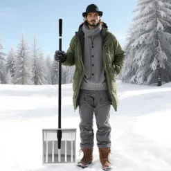 Sneskovl - Til Indkørsel - Bredde 40 cm - Aluminiumslegering - Skridsikkert Greb - Stor Kapacitet - Aftageligt Design - Letvægt