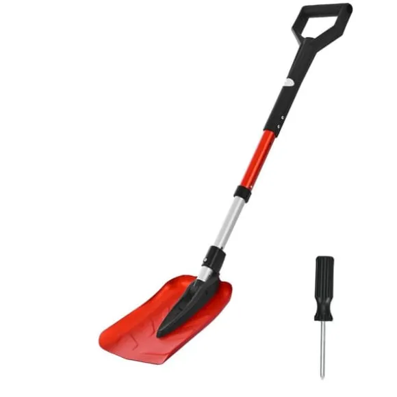 Sneskovl til indkørsel - Foldbar model - D-formet håndtag - Justerbart skaft 91-102 cm - Bladbredde 22 cm - Letvægts aluminiumslegering