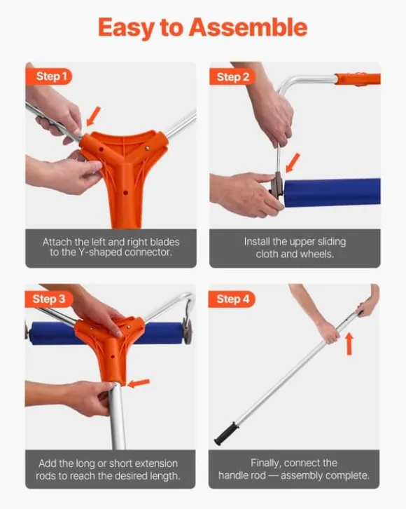 Sneskraber til Tag - Teleskopisk Tagsneskraber - 1,25–5,24 m Justerbar - 27 cm Aluminiumsblad - Hjul og Glideskinne - Til Sne, Blade og Affald