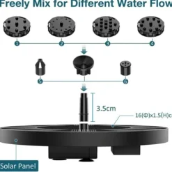 Solar Fountain - Solar Powered Fountain til Fuglebad 16cm
