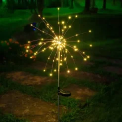 SOLAR Havelampe FARVERIGT Fyrværkeri 200 LED JULEPYNT