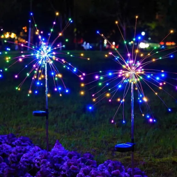 SOLAR Havelampe FARVERIGT Fyrværkeri op til 200 LED JULEFEST