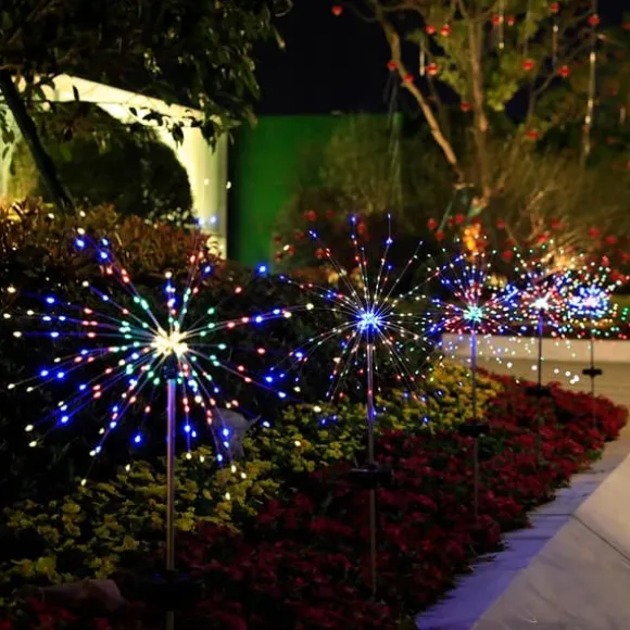 SOLAR Havelampe FARVERIGT Fyrværkeri op til 200 LED JULEFEST