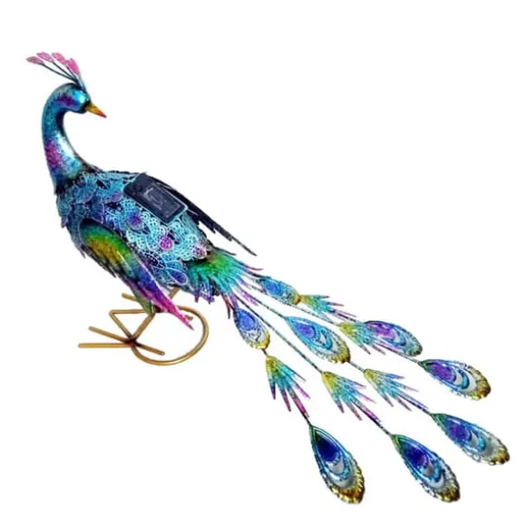 Solar Peacock Staty Light Vattentätt dekorativt järn Utomhus Peacock Light för Pathway Patio Bakgård Gräsmatta Dekoration