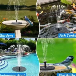 Solar springvandspumpe 13 cm, flydende vandpumpe 210 l/t, vandtæt til fuglebad og pool
