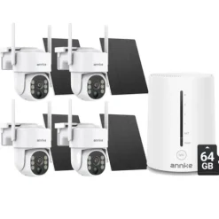 Solarsikkerhedskamera, 4MP opløsning, dual-band WiFi,9000mAh 4Stk 64G