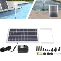 Solcelle fontænepumpe til dam/pool/akvarium - Vandpumpe Sæt - 10 W - 24 V Børsteløs - Max 1000 l/t - Dyser Medfølger - Plast - Sort