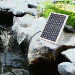 Solcelle fontænepumpe til dam/pool/akvarium - Vandpumpe Sæt - 10 W - 24 V Børsteløs - Max 1000 l/t - Dyser Medfølger - Plast - Sort