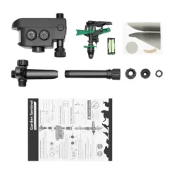 Solcelledrevet dyreskræmmer - Bevægelsessensor sprinkler - 0–270° sprayvinkel - 120° sensor - 5 s vandstød - 10/20/30 min vanding - 3–8 bar