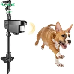 Solcelledrevet dyreskræmmer - Bevægelsessensor sprinkler - 0–270° sprayvinkel - 120° sensor - 5 s vandstød - 10/20/30 min vanding - 3–8 bar