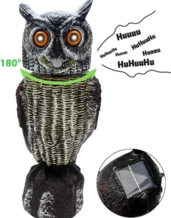 Solcelledrevet fugleafviser Owl Sonic 3-i-1