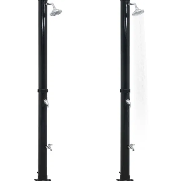 Solcelledrevet udendørsbruser - 40 liter | Farve: Sort | Størrelse: 220 cm