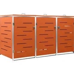 Sopkärlsskjul i rostfritt stål för tre kärl | Storlek: 207x77,5x112,5 cm
