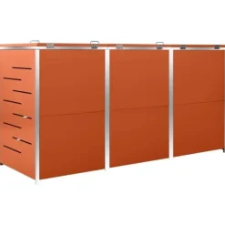 Sopkärlsskjul i rostfritt stål för tre kärl | Storlek: 207x77,5x112,5 cm