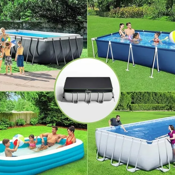 Sort Oxford Klud Rektangulær Poolafdækning