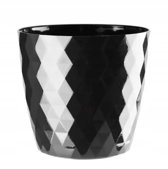 Sort plastik urtepotte 18 cm krystal