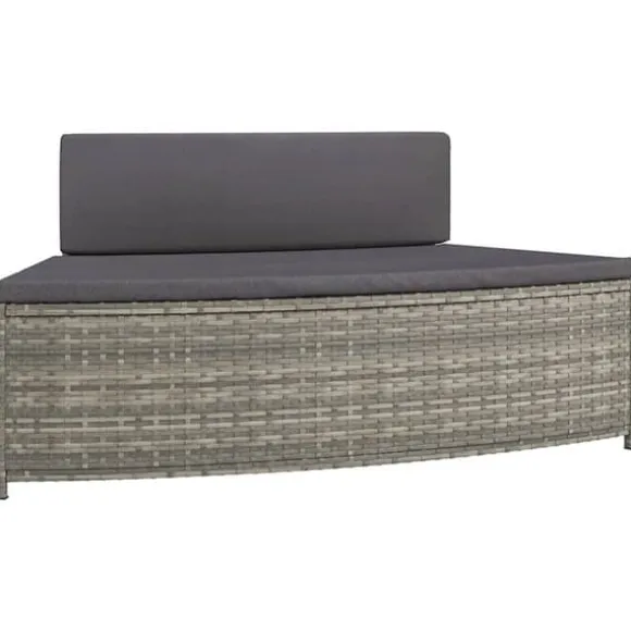 Spabænke med hynder 2 stk. - Polyrattan grå | Farve: Grå | Størrelse: N/A