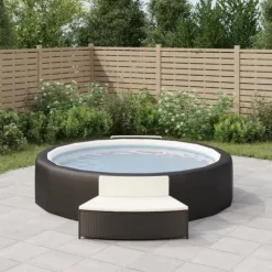 Spabænke med hynder i polyrattan - 2 stk. | Farve: Sort