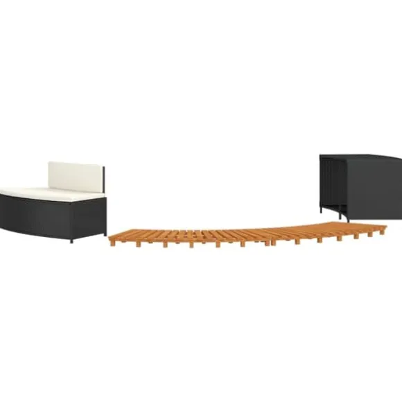 Spakant i polyrattan og massivt akacietræ - Bænk med opbevaring | Farve: Sort