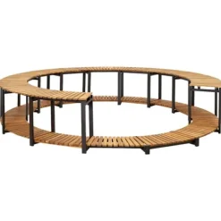 Spaomkrans i massivt akacietræ - Elegant tilbehør til spabad | Størrelse: 273x53 cm | Farve: Naturlig træfinish