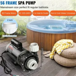 Spa-pumpe med 2 hastigheder, 1600W, 39 M³/h, 15 M/400W, 19 M³/h, anti-lækage, overophedningsbeskyttelse, til hjemme- og udendørs spa.