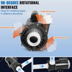Spa-pumpe med 2 hastigheder, 1600W, 39 M³/h, 15 M/400W, 19 M³/h, anti-lækage, overophedningsbeskyttelse, til hjemme- og udendørs spa.
