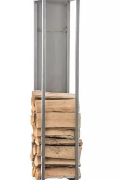 Spark 180cm Stainless Steel Firewood Rack for Indoor/Outdoor Use - Metal Firewood Stand
