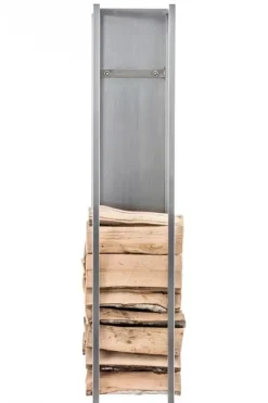 Spark 180cm Stainless Steel Firewood Rack for Indoor/Outdoor Use - Metal Firewood Stand