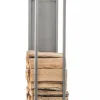 Spark 120cm Stainless Steel Metal Firewood Rack for Indoor/Outdoor Use, 25x25cm