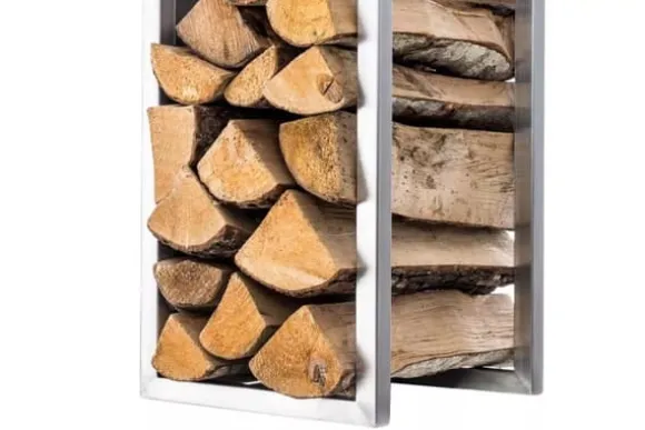 Spark 120cm Stainless Steel Metal Firewood Rack for Indoor/Outdoor Use, 25x25cm