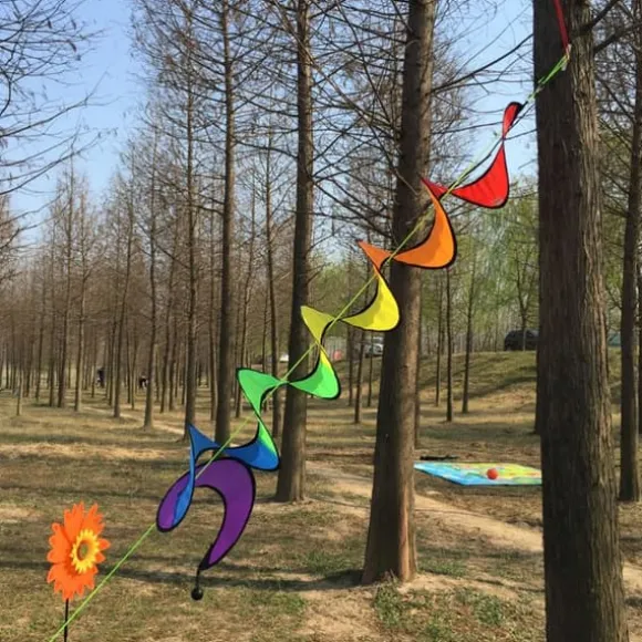 Spiral Rainbow Vindstrimmel Vindmølle Farverig Vindklokke til Have Hjem Udendørs Camping Telt Dekoration