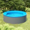 Splasher-pool i stål med PVC-dug - Let at sætte op | Størrelse: 350x90 cm | Farve: Grå