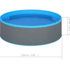 Splasher-pool i stål med PVC-dug - Let at sætte op | Størrelse: 350x90 cm | Farve: Grå