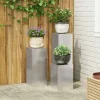 Sæt af 3 stilfulde planteholdere i rustfrit stål | Størrelse: 24x24x75 cm | Farve: Sølv