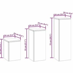 Sæt af 3 stilfulde planteholdere i rustfrit stål | Størrelse: 24x24x75 cm | Farve: Sølv