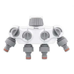 Sæt med 2 produkter. WHITE LINE SOLID 4-vejs manifold med 1 "eller 3/4" haneventiler